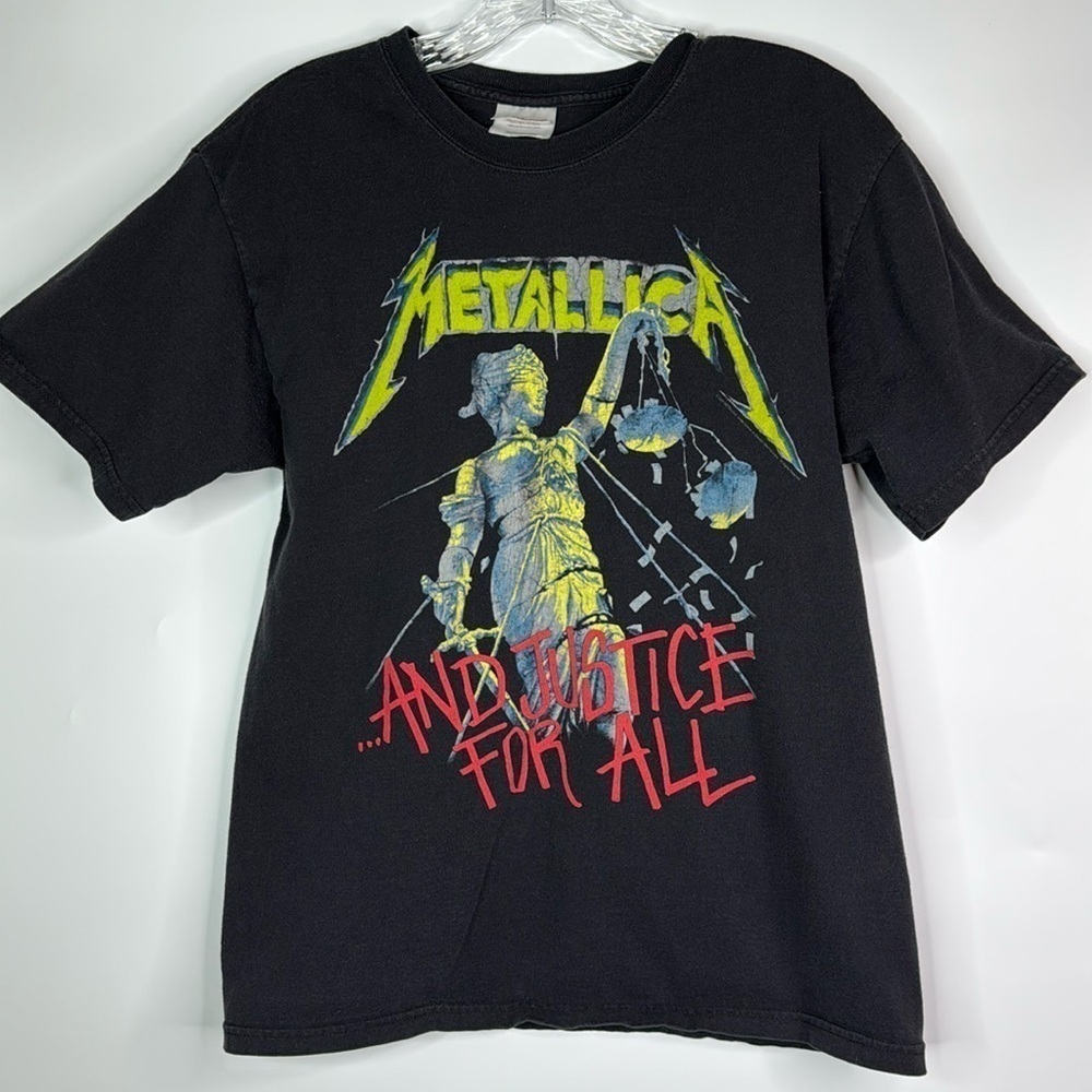 Hanes Heavyweight Metallica Justice For All Black Tshirt Medium - Picture 1 of 10
